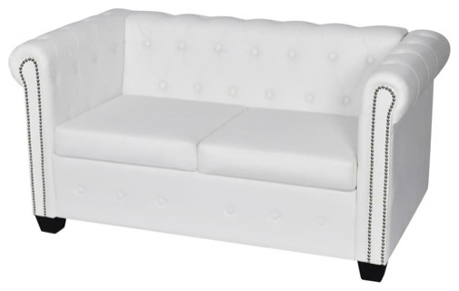 vidaXL Sofa Chesterfield Loveseat Settee Couch Sofa Artificial Leather White