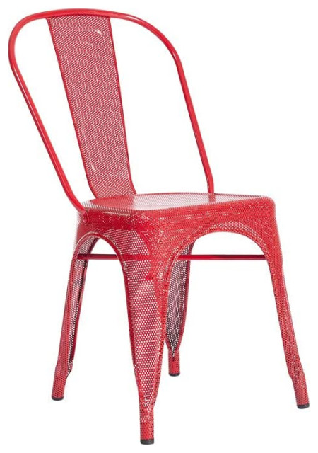 Modern Metal Dining Chairs, Set of 4, Red