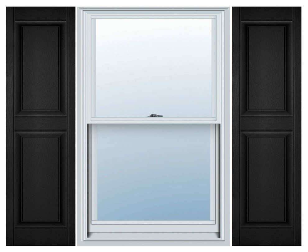 Lifetime Vinyl Custom 2Equal Raised Panel Shutters, Black