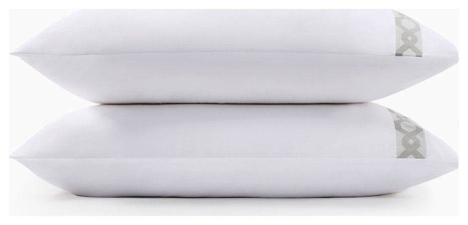 Croscill Signature Hem Sateen Weave 300TC Cotton Pillowcases, Gray, Standard