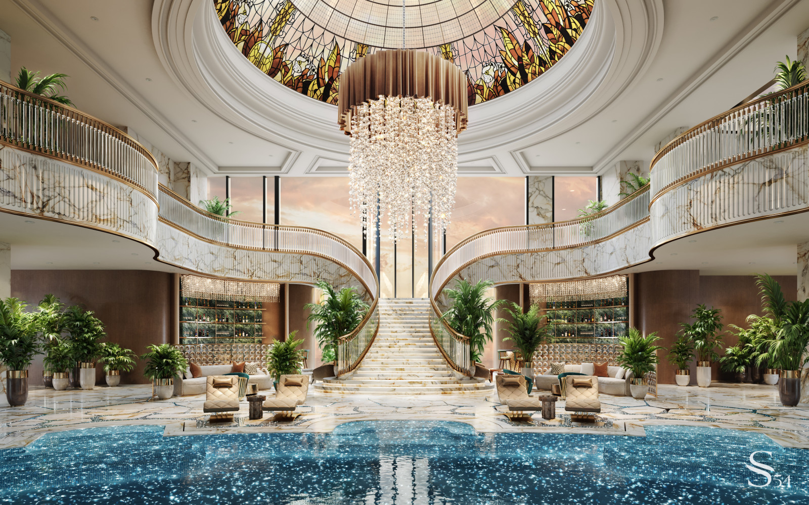 Роскошный зал для приемов в Trump Towers