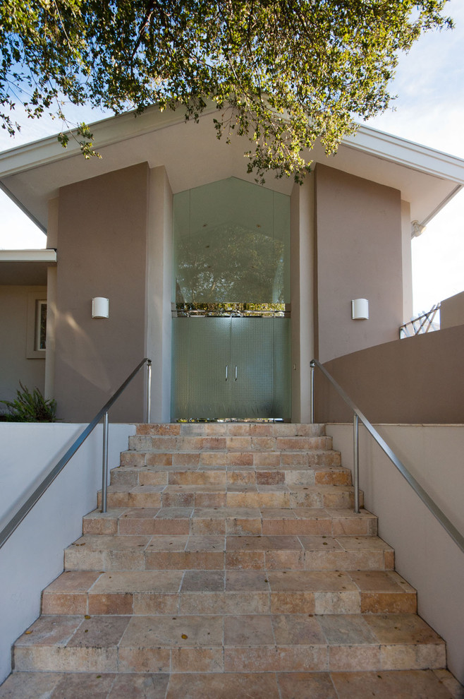 Inspiration for a contemporary entryway in San Francisco with a double front door and a glass front door.