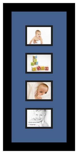 ArtToFrames Collage Photo Frame  with 4 - 3x4 Openings and Satin Black Frame