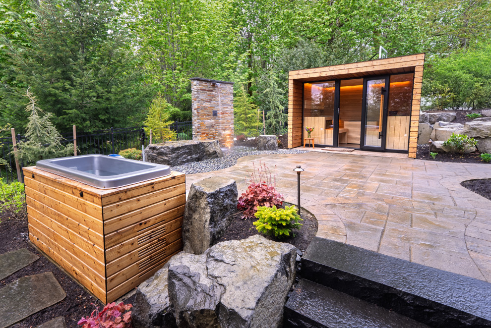 Rustic exterior home idea in Seattle