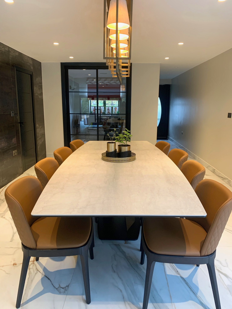 Design ideas for a contemporary dining room in Hertfordshire.