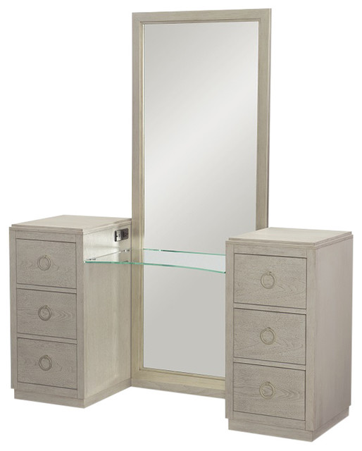 Alvoranda 6 Drawer Vanity With Full Length Mirror Brushed Gray