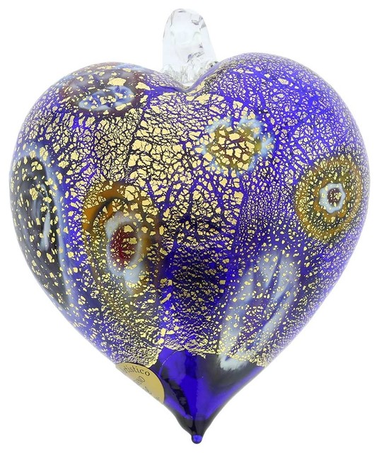 Pendentif Croix Millefiori En Verre De Murano, Bleu, Fabriqué à Venise, Avec Certificat D'authenticité, Environ 25x19mm