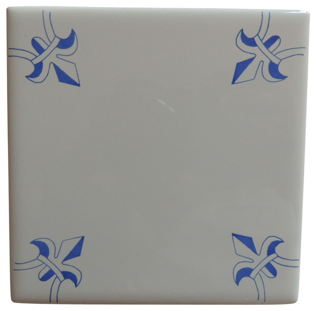 Delft Tile Blue And White Fleur De Lis Style Delft Tile Blue And White Fleur De