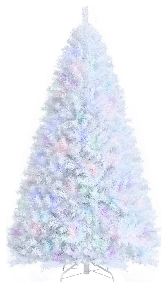 Costway 8ft White Iridescent Tinsel Artificial Christmas Tree with
