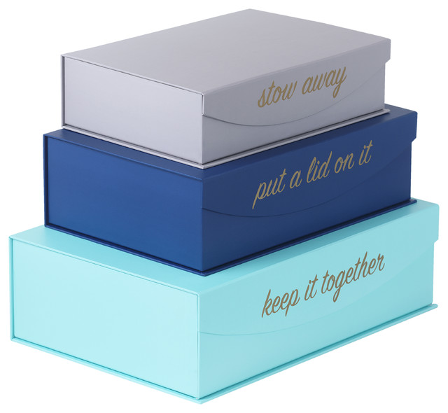 Magnetic Lid Storage Boxes -  "Put a Lid On It", Set of 3