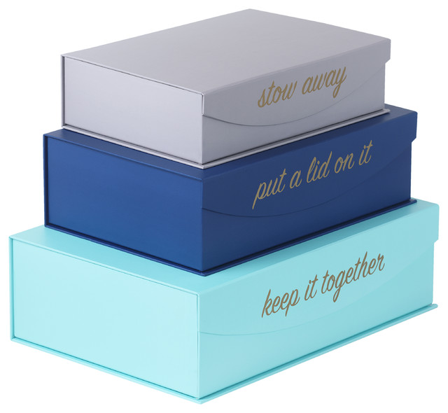 Lid Storage Boxes "Put a Lid On It", Set of 3 Contemporary