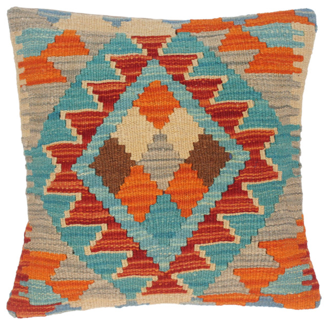 Modern Turkish Minda Hand Woven Kilim Throw Pillow, 16 in. x 16 in ...