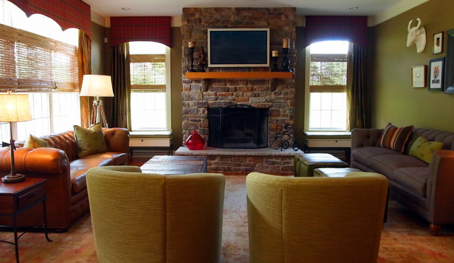 Warm and Rustic Family Room - Traditional - Living Room - Philadelphia ...