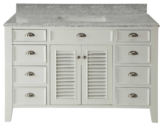Kalani 50 Bathroom Vanity Carrara Top White Contemporary Kalani 50 Bathroom Vanity Carrara Top White