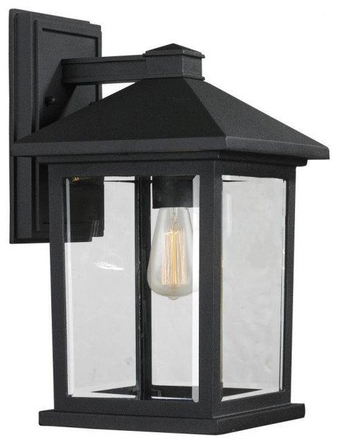 Black Portland Medium 1 Light Outdoor Lantern Wall Sconce