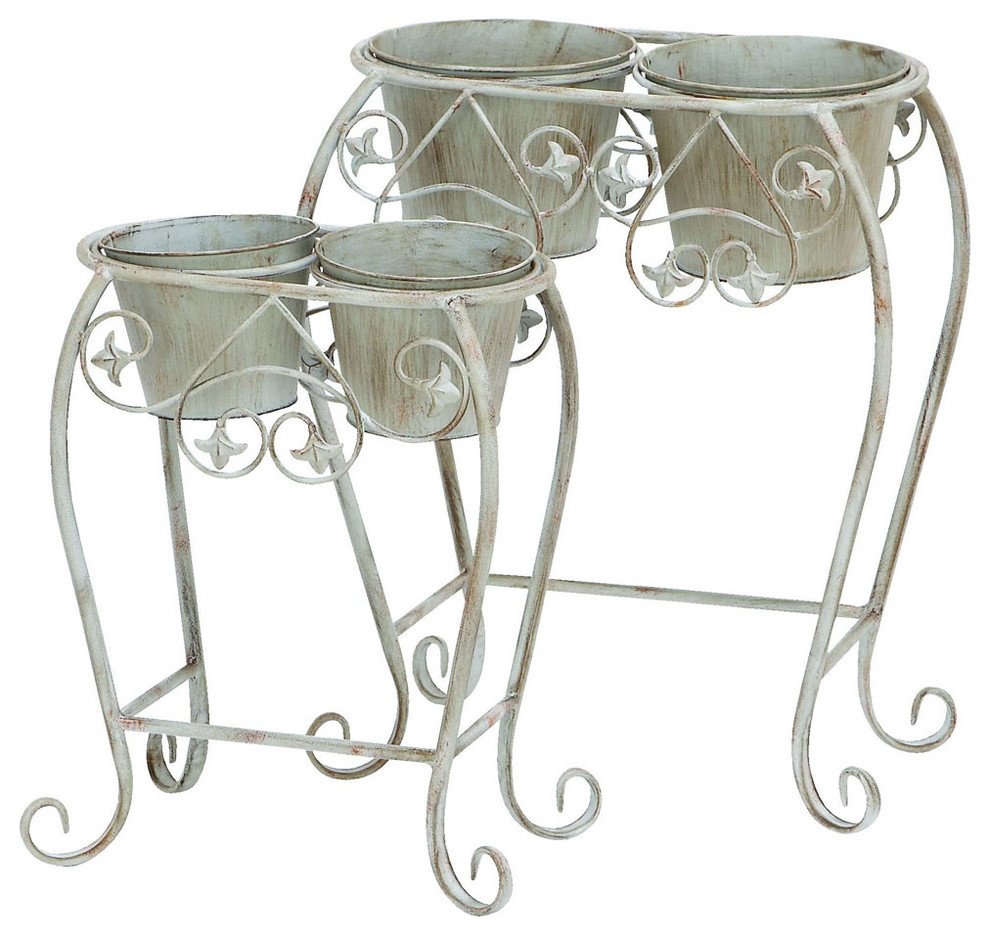 Classic Metal Wall Planter with Curved Legs in Rust - Set of 2