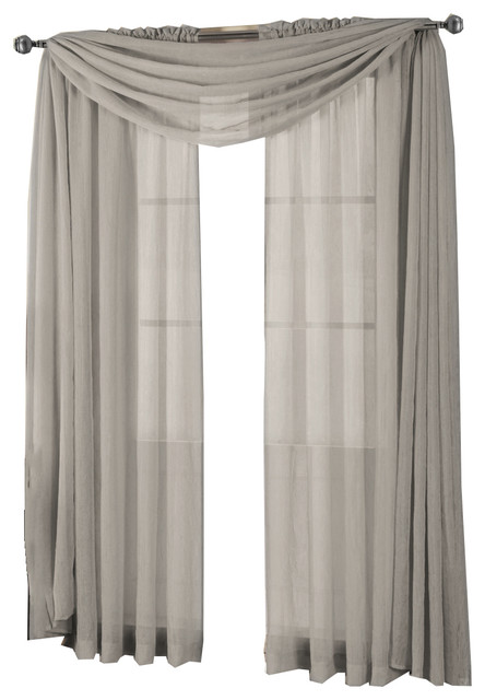 Abri Single Rod Pocket Sheer Curtain Panel, Gray, 50"x63"