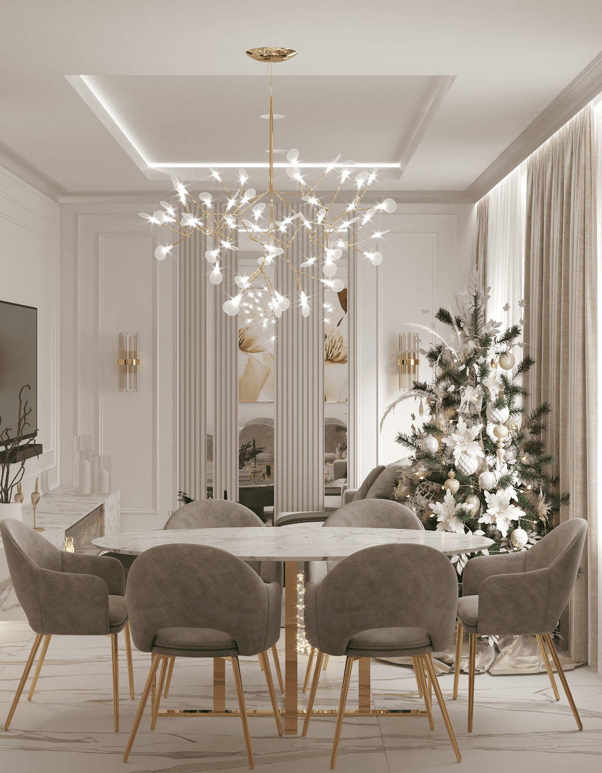 Просторная квартира в нежных оттенках со стильными элементами декора