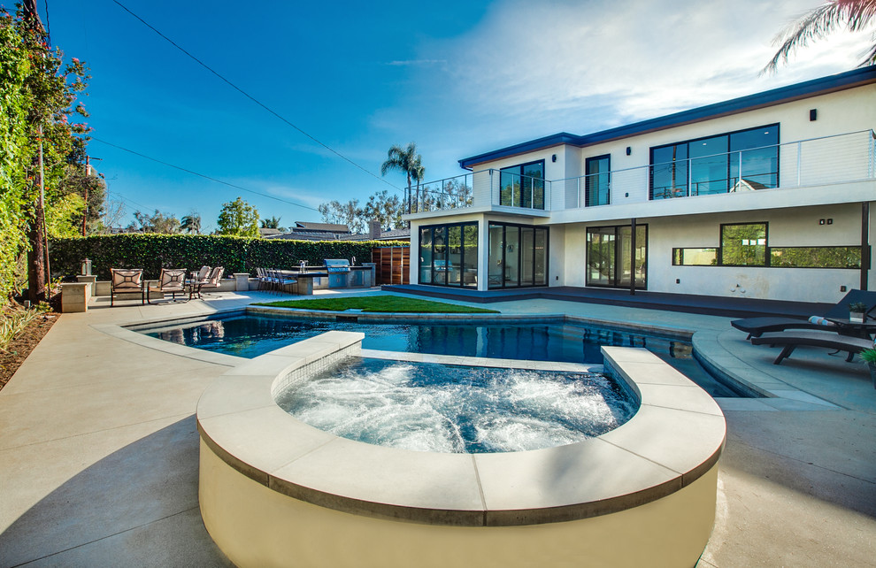 Modern swimming pool in Orange County.