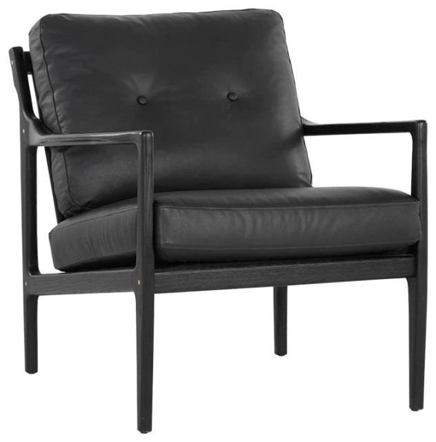 Phalen Lounge Chair Black Black Leather Contemporary Indoor