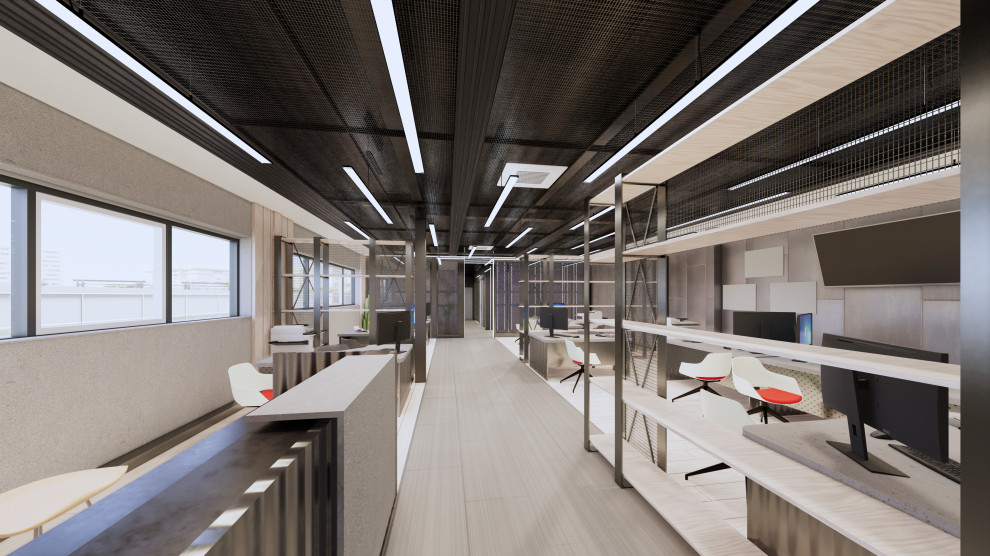 Интерьерные решения для встроенной офисной части при оконном производстве