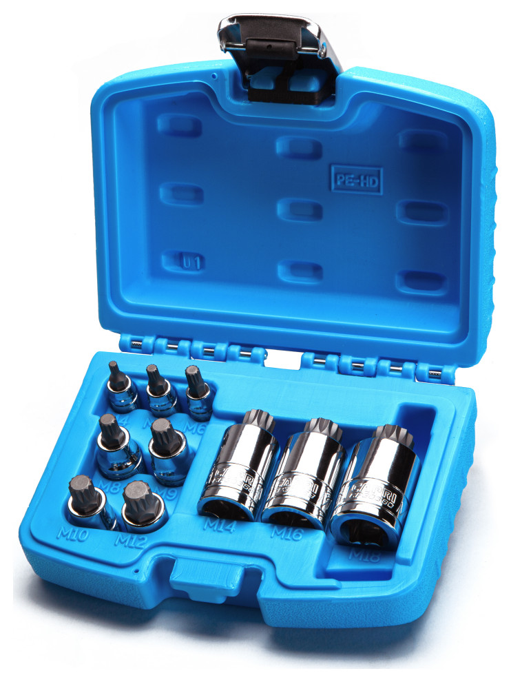 Capri Tools Stubby XZN Triple Square Bit Socket Set, 10Piece Hand Tools And Tool Sets by