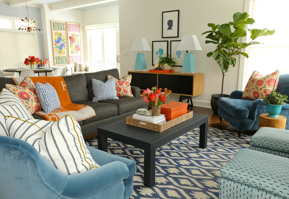 Teal Purple And Orange Living Room