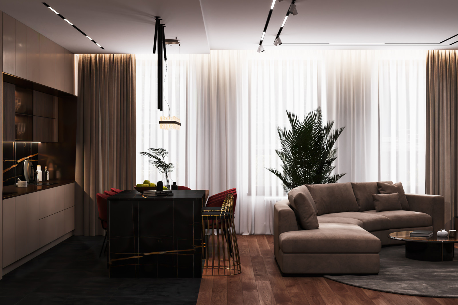 Шоколадно-кофейная квартира для семьи с ребенком в ЖК 1147