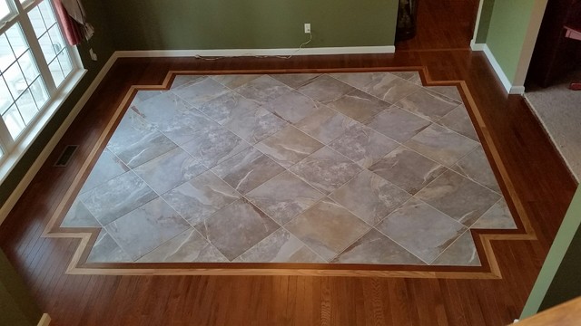 Mixing tile and hardwood floors in Dining Room