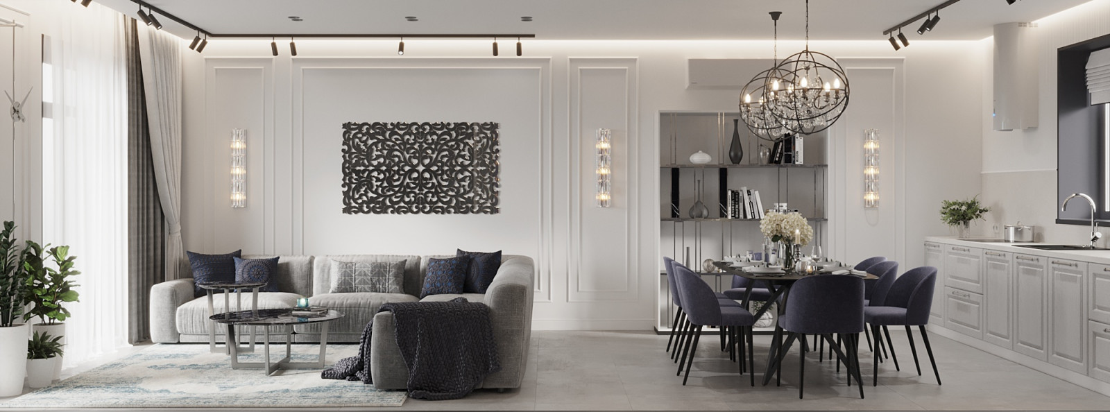 Одноэтажный дом в неоклассике