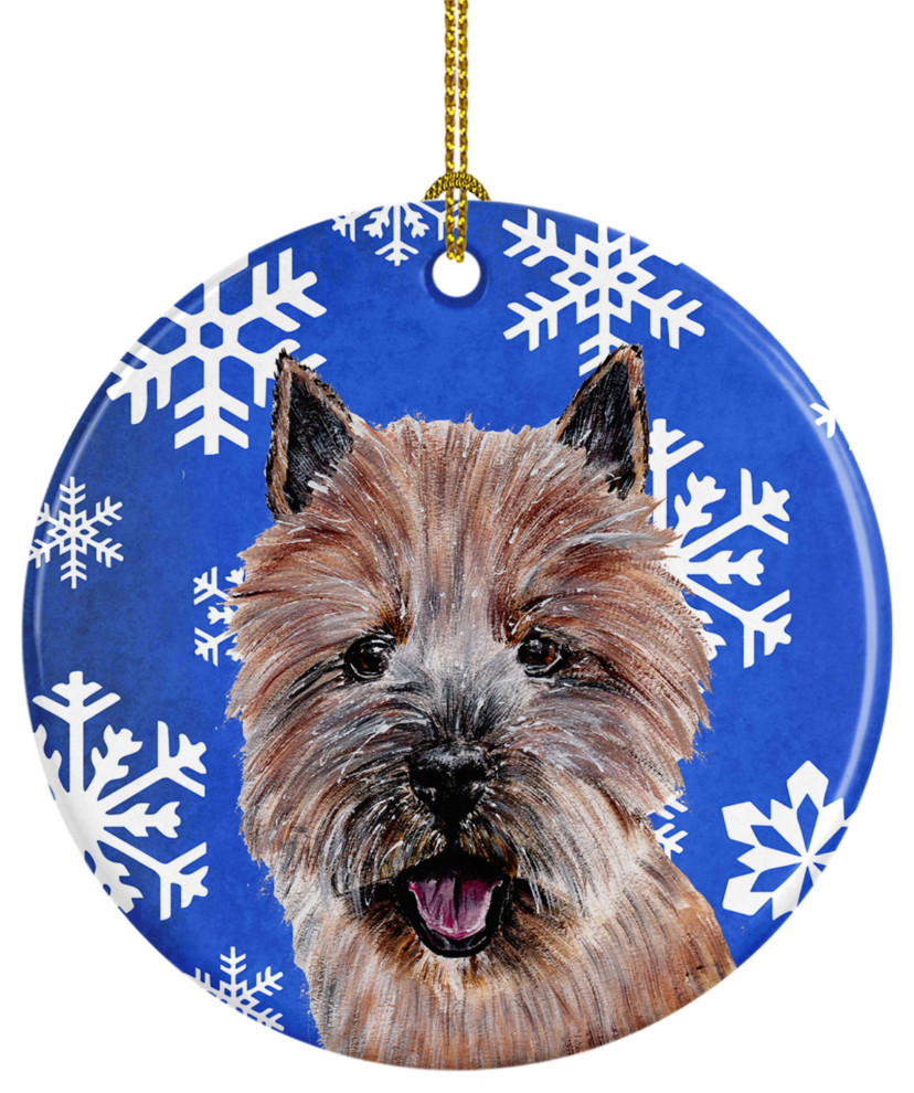 Norwich Terrier Winter Snowflakes Ceramic Ornament Sc9782Co1