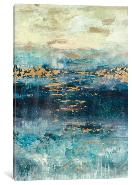 "Teal & Gold Scape" by Julian Spencer, Canvas Print, 26"x18"