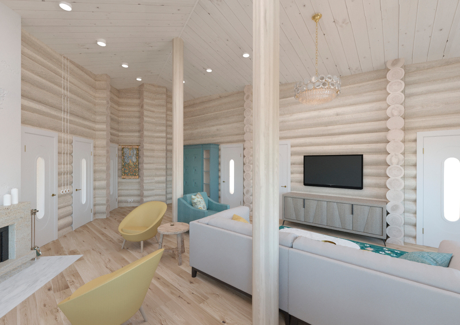 Дизайн загородного дома из бревна