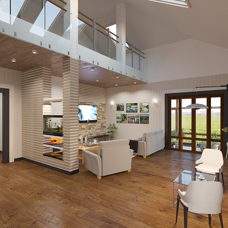 Гостиная, второй свет. Загородный дом.