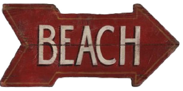 Red Beach Arrow Wood Sign Style, Wooden Beach Sign With Arrow