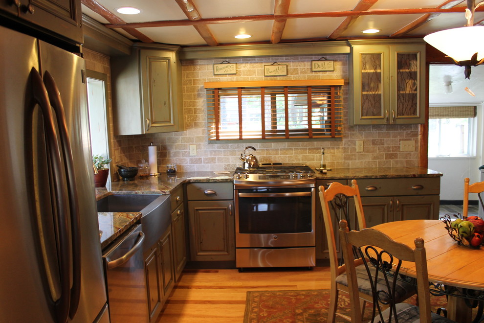 Mountain style kitchen photo in Denver