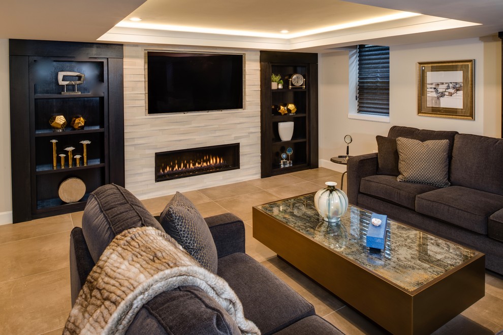 Delaford CT - Lower Level Design & Build - Contemporary - Basement ...