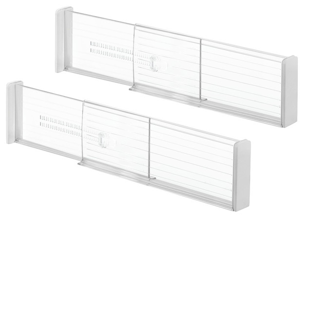 Idesign Linus Adjustable Deep Drawer Divider Clear Set Of 2