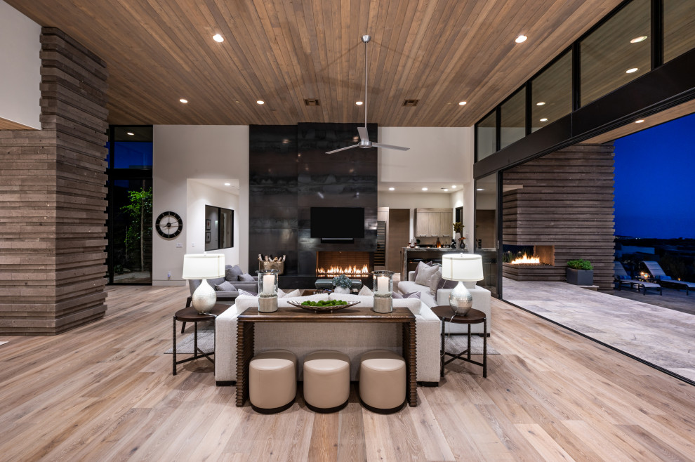 Design ideas for a contemporary family room in Phoenix.