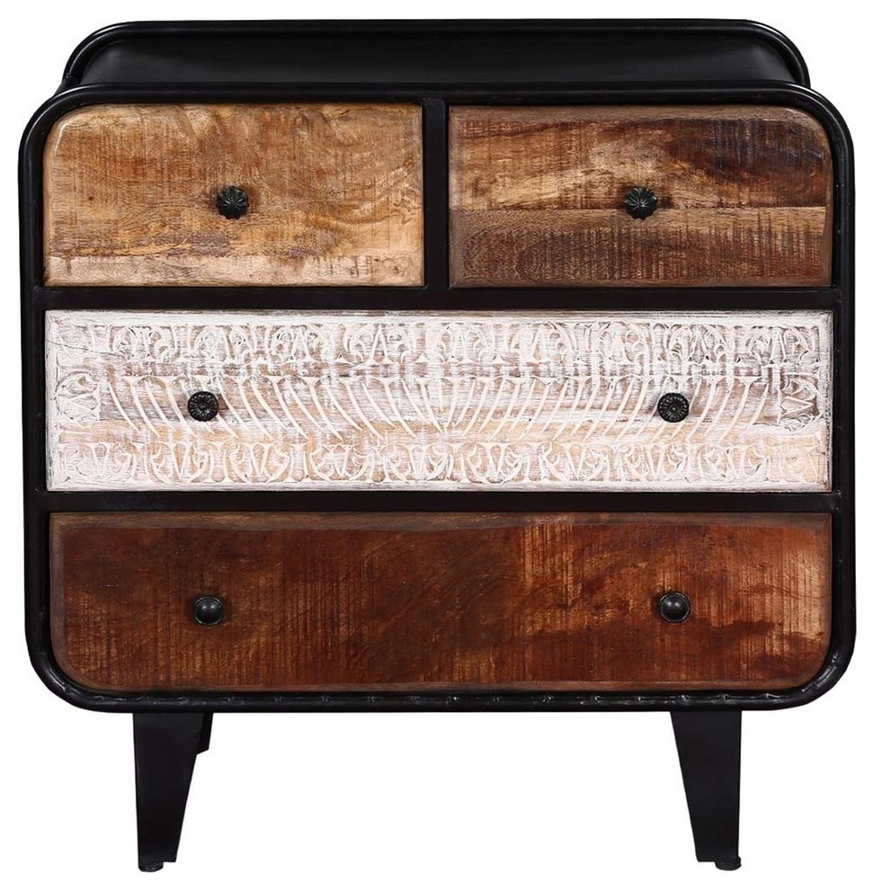 60Ã¢â‚¬â„¢s Retro Industrial Mango Wood Bedroom Dresser Chest With 4