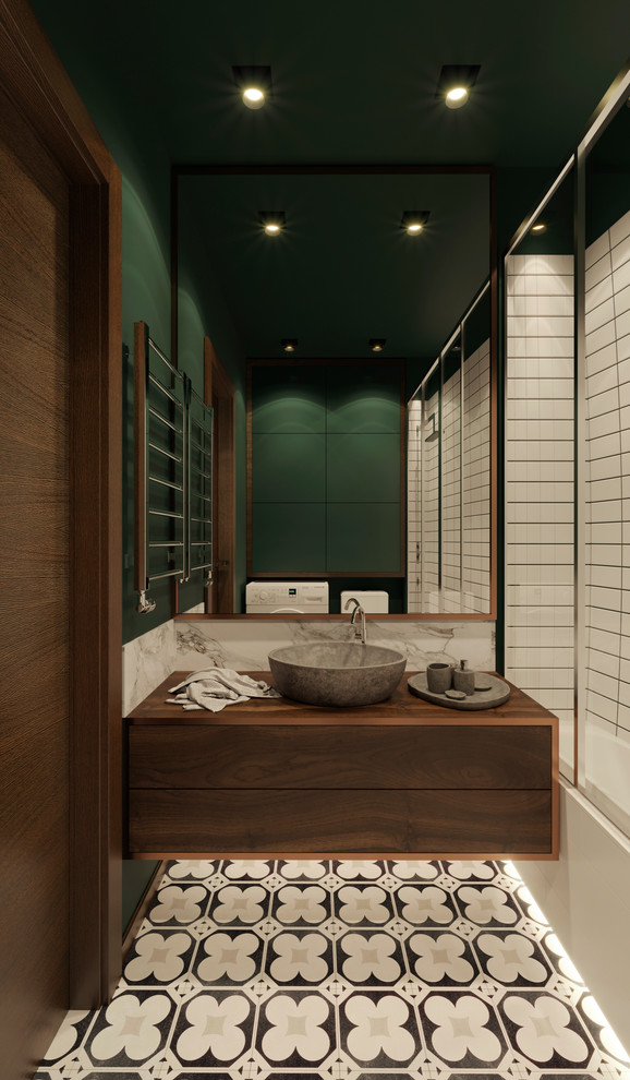Санузел в темно-зеленом цвете