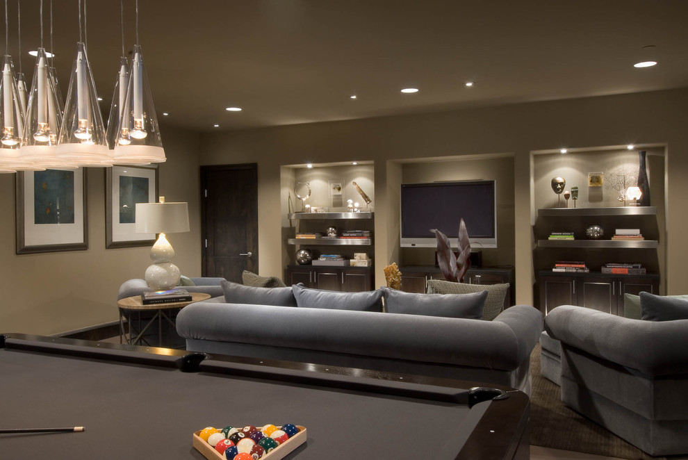 Design ideas for a contemporary family room in Dallas.