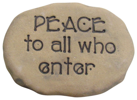 Peace To All Who Enter, Buddha Statuary, Zen Quote, Garden Art, Rustic Sign