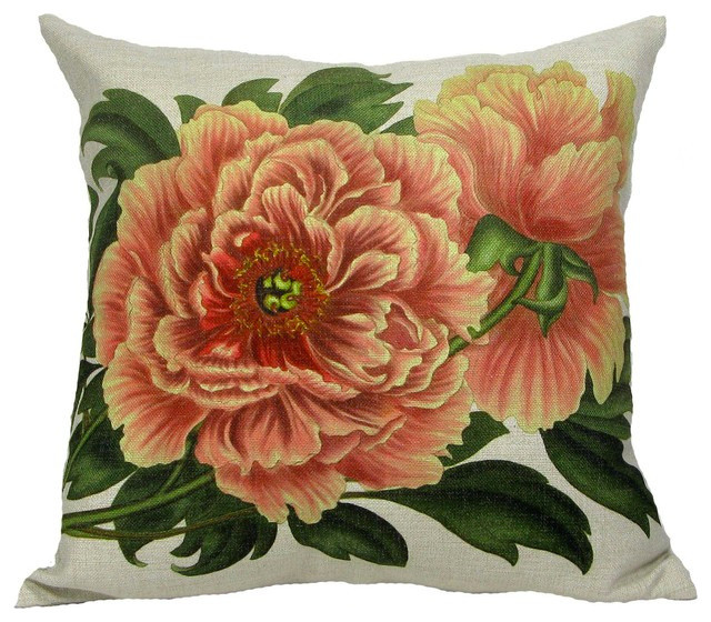 Tree Peony Throw Pillow Case, With Insert
