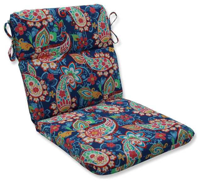Outdoor/Indoor Paisley Party Coral Rounded Corners Chair Cushion