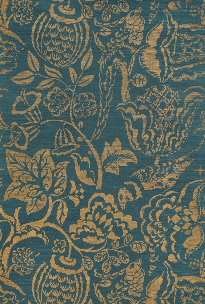 Schumacher Uccello Sisal Printed Grasscloth Wallpaper, 8 ...