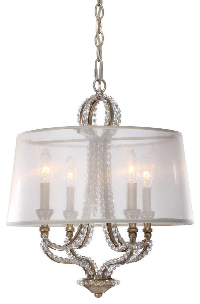Garland 4 Light Distressed Twilight Crystal Bead Mini Chandelier, 16