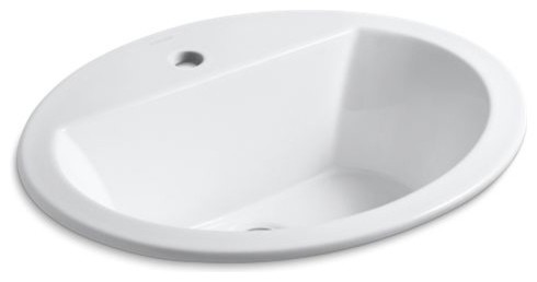 Kohler Bryant Oval Drop-In Bathroom Sink with Single Faucet Hole, White