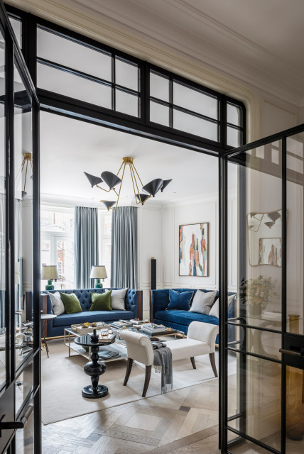 Transitional Living Room nyklassisk-vardagsrum