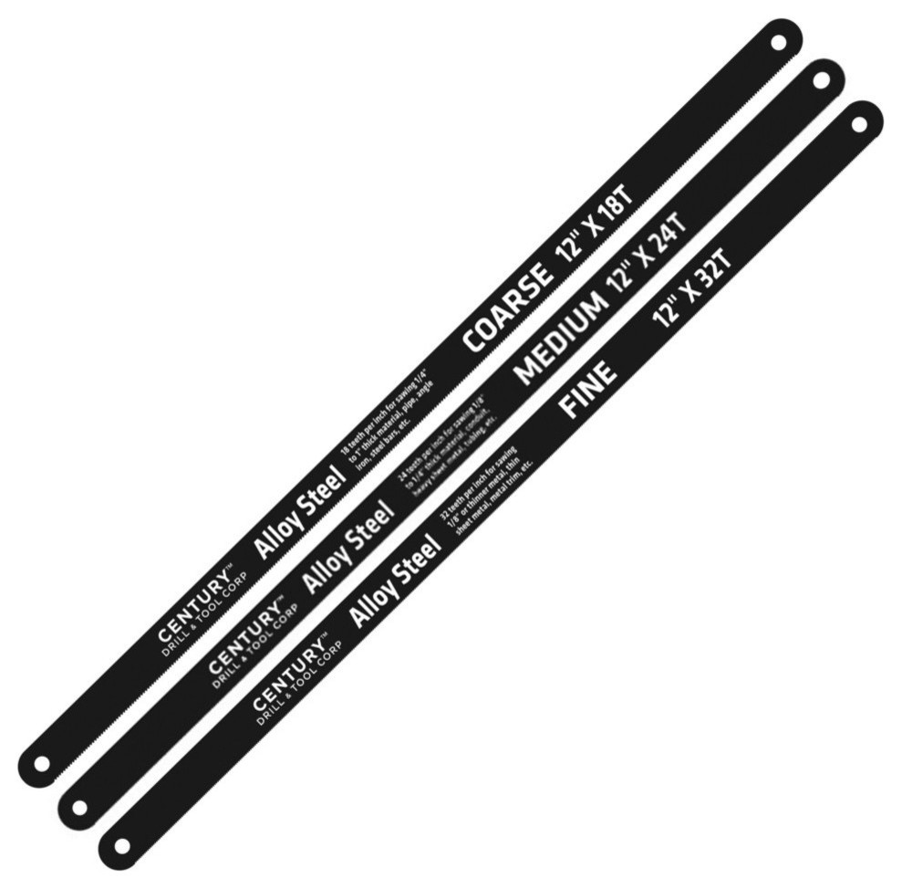 Carbon Alloy Steel Hacksaw Blades, Set of 3 Industrial Power Tools